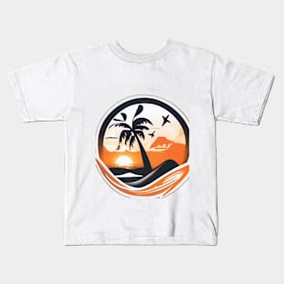 Tropical Sunset Paradise Circle Design No. 780 Kids T-Shirt